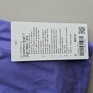 Lululemon Aligh High-Neck Tank Size:8 Color: Dark Lilac Purple NWT